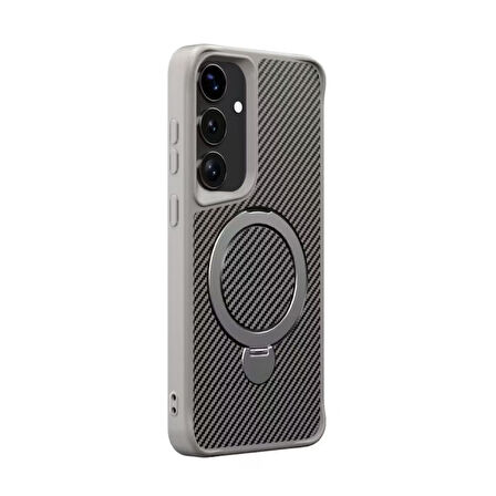 Gpack Samsung Galaxy S24 Plus Kılıf Karbon Fiber Magsafeli Standlı Alp Kapak