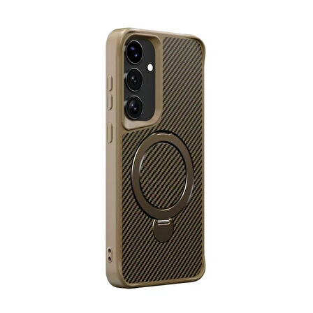 Gpack Samsung Galaxy S24 Plus Kılıf Karbon Fiber Magsafeli Standlı Alp Kapak