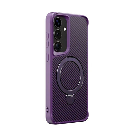Gpack Samsung Galaxy S25 Kılıf Karbon Fiber Magsafeli Standlı Alp Kapak
