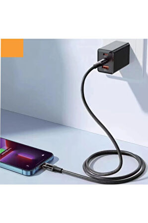 Type-C to Lightning Kablosu - Tüm iPhone Modellerine uyumlu+Dayanıklı+Uzun Ömürlü 1 M+MFI Sertifika