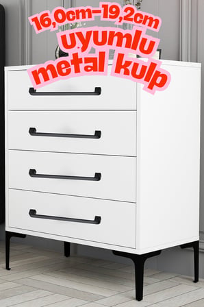 10 Adet Radius Siyah Metal Mobilya Kulpu 192 mm 19,2 cm Uyumlu Modern Mutfak Dolabı Çekmece Kulbu
