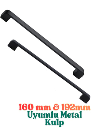 Radius Siyah Metal Mobilya Kulpu 192 mm 19,2 cm Uyumlu Modern Mutfak Dolabı Çekmece Kulbu 16,0 19,2