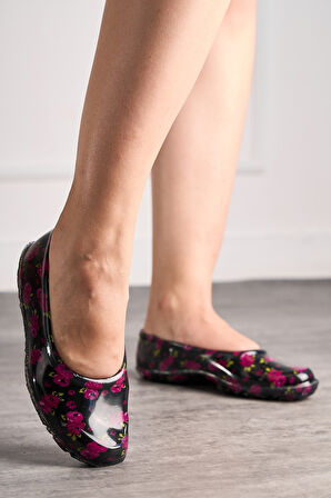 Günlük Kadın Babet Çiçekli Astar Kaymaz Taban Esnek Lastik Plaj Bahçe Tarla İş Deniz Çarık Ayakkabı 