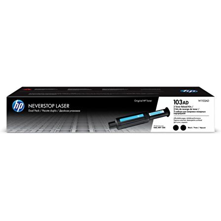 HP 103AD Black Siyah 2.500 Sayfa X 2 Çiftli Neverstop Toner W1103AD