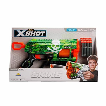 36561 X-Shot Skins Griefer 12 Mermili Sünger Dart Atan Silah 32 cm