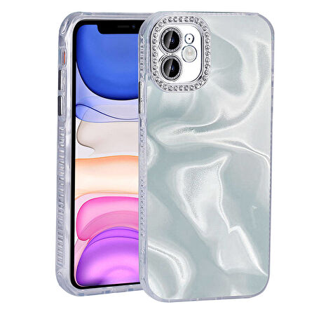 Gpack Apple iPhone 11 Kılıf Parlak Taş Detaylı Airbagli Esila Kapak