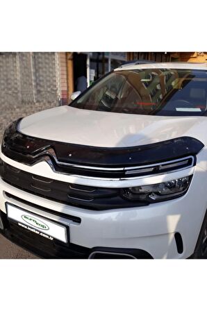 Citroen C5 Aircross Ön Kaput Koruma Rüzgarlığı 3mm Akrilik (abs) Parlak Siyah Deflektör 2017->