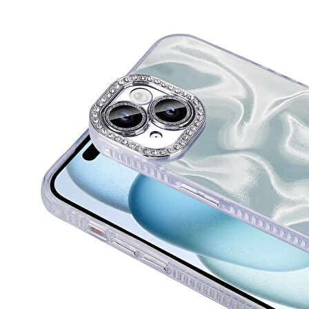 Gpack Apple iPhone 15 Plus Kılıf Parlak Taş Detaylı Airbagli Esila Kapak