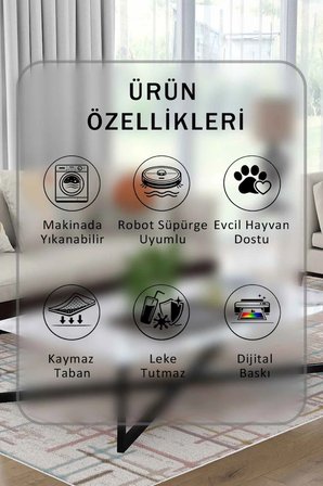 Yıkanabilir Kaymaz Taban Dijital Baskılı Halı ve Yolluk – Leke Tutmaz Salon & Mutfak Halısı