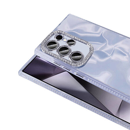 Gpack Samsung Galaxy S24 Ultra Kılıf Parlak Taş Detaylı Airbagli Esila Kapak