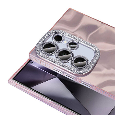 Gpack Samsung Galaxy S24 Ultra Kılıf Parlak Taş Detaylı Airbagli Esila Kapak