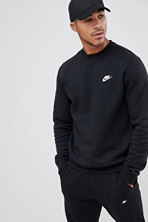 Nike Sportswear Club Crew Standart Kesim Siyah Erkek Sweatshrit