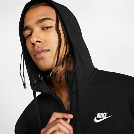 Nike M Nsw Club Hoodıe Fz Bb Erkek Siyah Sweatshir