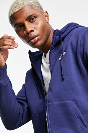 Nike Sportswear Club Full Zip Hoodie Şardonlu Erkek Lacivert Sweatshirt
