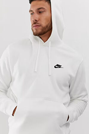 Nike Clup Fleece Pullover Bb Hoodie Şardonlu Erkek Beyaz Sweatshrit