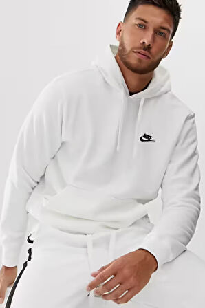 Nike Clup Fleece Pullover Bb Hoodie Şardonlu Erkek Beyaz Sweatshrit