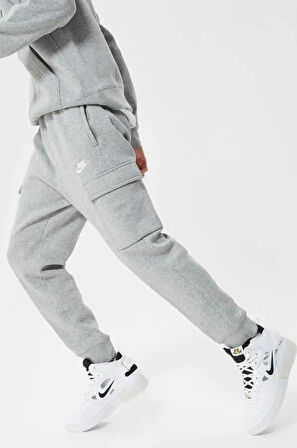 Nike Nsw Clup Fleece Şardonlu Erkek Gri Kargo Eşofman Altı