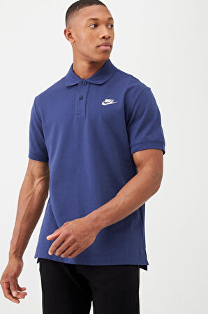 Nike Sportswear Clup Geniş Kalıp Erkek Lacivert Polo Yaka Tişört ( BİR BEDEN UFAK ALINIZ )