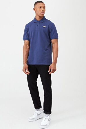 Nike Sportswear Clup Geniş Kalıp Erkek Lacivert Polo Yaka Tişört ( BİR BEDEN UFAK ALINIZ )