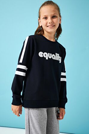 Equality Nakış Detaylı Erkek Çocuk Sweatshirt Lacivert