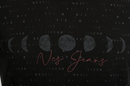 Erkek Tişört Bisiklet Yaka Siyah %100 Pamuk Slim Fit Baskılı T-shirt NCS JEANS 1931