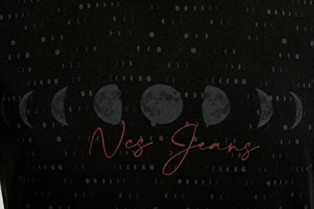 Erkek Tişört Bisiklet Yaka Siyah %100 Pamuk Slim Fit Baskılı T-shirt NCS JEANS 1931