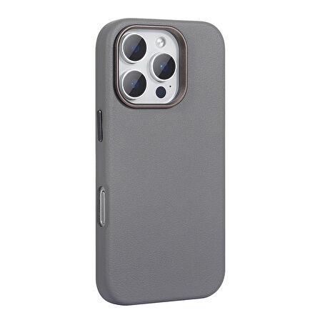 Gpack Apple iPhone 16 Pro Max Kılıf Magsafeli PU Deri Tasarımlı Adora Sert Mika