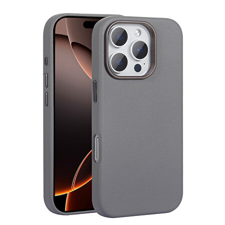 Gpack Apple iPhone 16 Pro Max Kılıf Magsafeli PU Deri Tasarımlı Adora Sert Mika