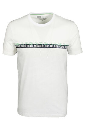 Erkek Tişört Bisiklet Yaka Beyaz %100 Pamuk Slim Fit Baskılı T-shirt NCS JEANS 1932