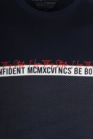 Erkek Tişört Bisiklet Yaka Lacivert %100 Pamuk Slim Fit Baskılı T-shirt NCS JEANS 1932