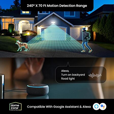 Home Zone Security Akıllı SMD LED Dış Mekan Projektörü, 3500LM, 3000-5000K