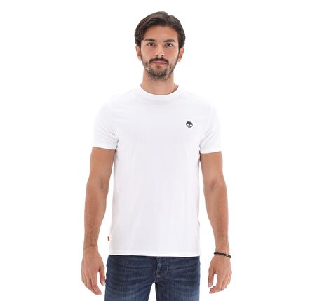 B0A2BPR1001-R Timberland Ss Dunstan River Jersey Crew Tee Slim Erkek T-Shirt Beyaz