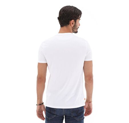 B0A2BPR1001-R Timberland Ss Dunstan River Jersey Crew Tee Slim Erkek T-Shirt Beyaz