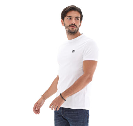 B0A2BPR1001-R Timberland Ss Dunstan River Jersey Crew Tee Slim Erkek T-Shirt Beyaz