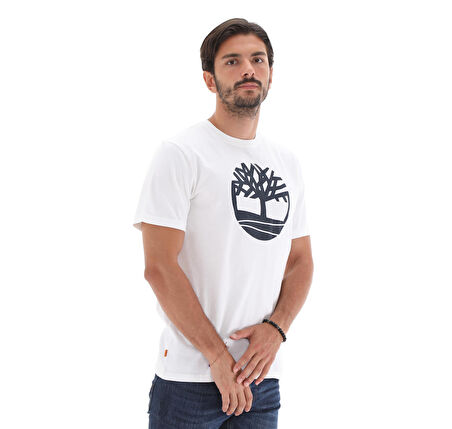 B0A2C2R1001-R Timberland Ss Kennebec River Tree Logo Tee Erkek T-Shirt Beyaz