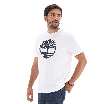 B0A2C2R1001-R Timberland Ss Kennebec River Tree Logo Tee Erkek T-Shirt Beyaz