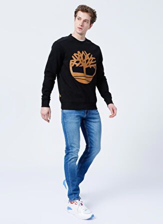 Timberland O Yaka Siyah Erkek Sweatshırt TB0A2BJ8P561 Core Logo Crew Bb