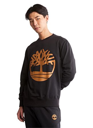 Timberland Siyah Erkek Kapüşonlu Sweatshirt TB0A2BJ8P561_Tree Logo Crew Neck Sw