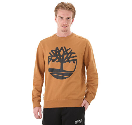 B0A2BJ8P571-R Timberland Core Logo Crew Bb Erkek Sweatshirt Kahve