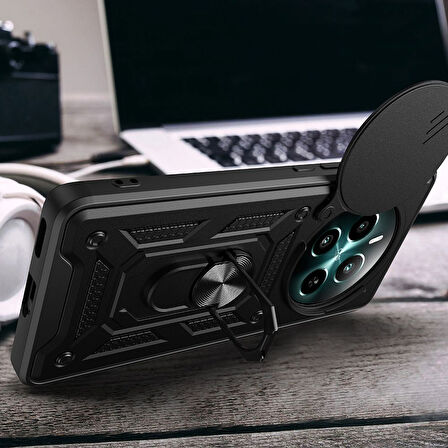 Gpack Realme 12 Plus uyumlu Kılıf Pars Sürgülü Vega Yüzüklü Sert Silikon