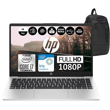 Hp 240 G10 Intel Core I7 1360P 64GB 512GB SSD Intel® Iris® Xᵉ Freedos 14" FHD Taşınabilir Bilgisayar 8A557EAF10 + Weblegelsin Çanta
