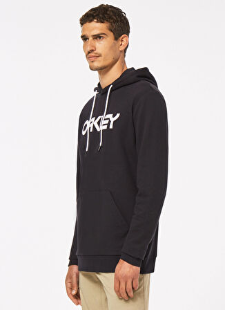 Oakley Siyah - Beyaz Erkek Kapüşonlu Baskılı Sweatshirt FOA402599 B1B PO HOODIE 2.0