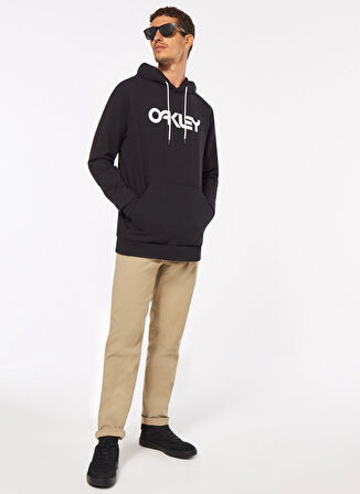 Oakley Siyah - Beyaz Erkek Kapüşonlu Baskılı Sweatshirt FOA402599 B1B PO HOODIE 2.0