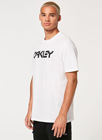 Oakley Bisiklet Yaka Baskılı Beyaz - Siyah Erkek T-Shirt FOA404011 MARK II TEE 2.0