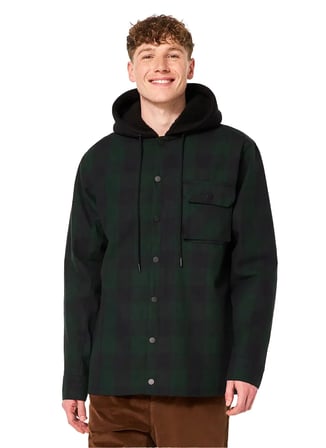Oakley Siyah - Yeşil Erkek Kareli Zip Ceket FOA404860 BEAR COZY HOODED JACKET  