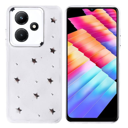 Gpack İnfinix Hot 30i uyumlu Kılıf Kenarlar Airbagli Simli Şeffaf Kutup Kapak