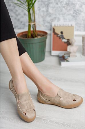 Ortopedik Ped Lastikli Vizon Kadın Ayakkabı