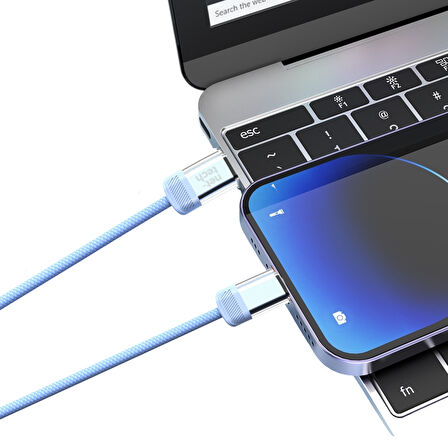 Mavi 1 M Type-C To Type-C 60W Hızlı Şarj Kablosu – For iPhone 15/16 Pro Max &  MacBook & iPad Uyumlu