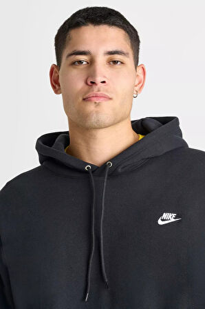 Nike Nsw Clup Fleece Hoodie Oversize Geniş Kesim Siyah Erkek Sweatshrit
