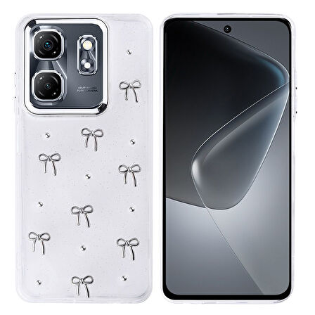 Gpack İnfinix Smart 9 uyumlu Kılıf Kenarlar Airbagli Simli Şeffaf Kutup Kapak